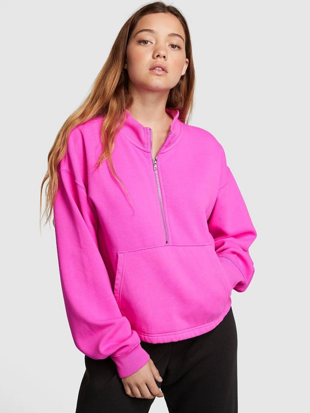 PINK Victoria's Secret Neon Pink Half-Zip Pullover
